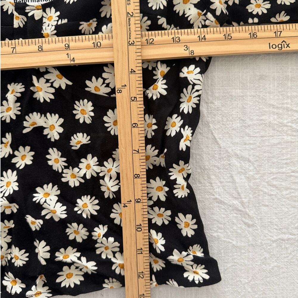 Reformation | Reign black daisy chain long sleeve shirt top | size 6 - Picture 2 of 7